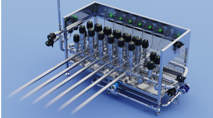 Manifold de válvulas para distribución de producto final en planta de Personal Care